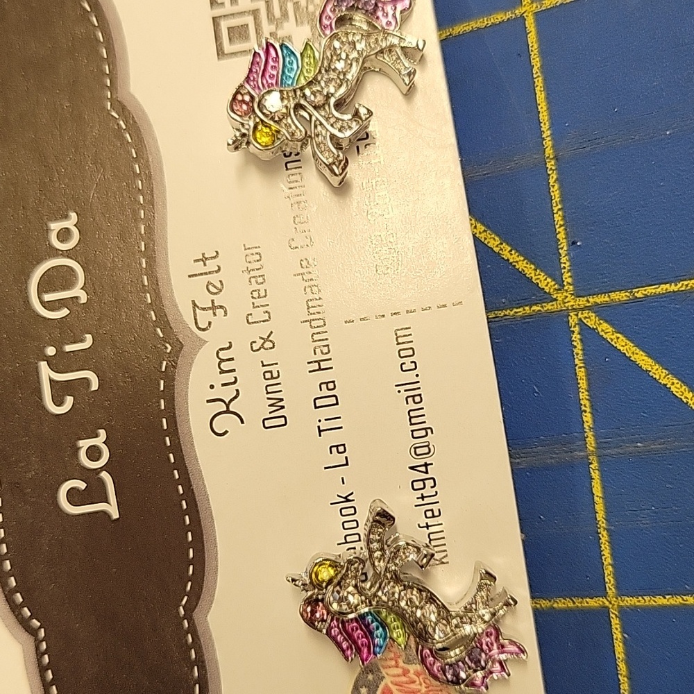 Unicorn Multi Color Silver Tone Earrings 12$